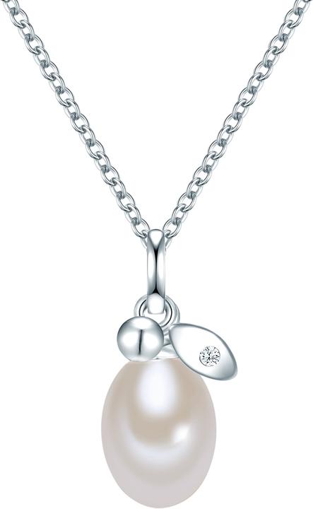 Image du produit Valero Pearls Femmes argent sterling zirconium perle d'eau douce de culture argent 42,0 cm chaîne de base + 5,0 (Argent Sterling, 42 - 47 cm)