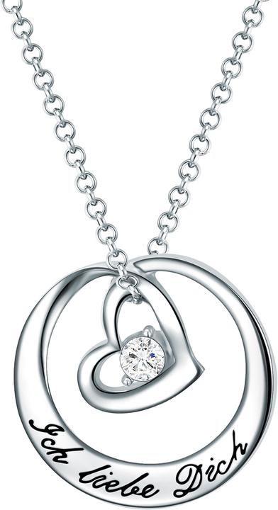 Rafaela Donata Damen Herz Messing Glaskristall silber 42,0 cm Basiskette + 5,0 cm Verlängerung - 10890 (Messing, 42 - 47 cm)