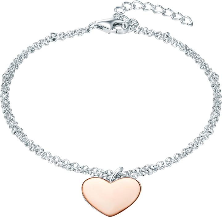 Actual product image Rafaela Donata Ladies Heart Sterling Silver Silver/Pink Gold 17.0 cm Basic Length + 3.0 cm Extension - 10916 (17 cm, Sterling Silver)