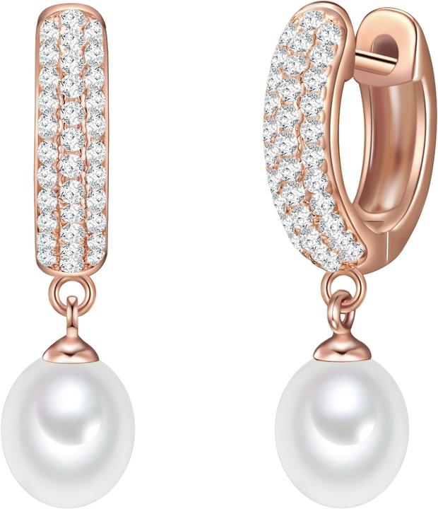 Valero Pearls Damen Sterling Silber Zirkonia Süsswasser-Zuchtperle roségold - 11872 (Sterling Silber)