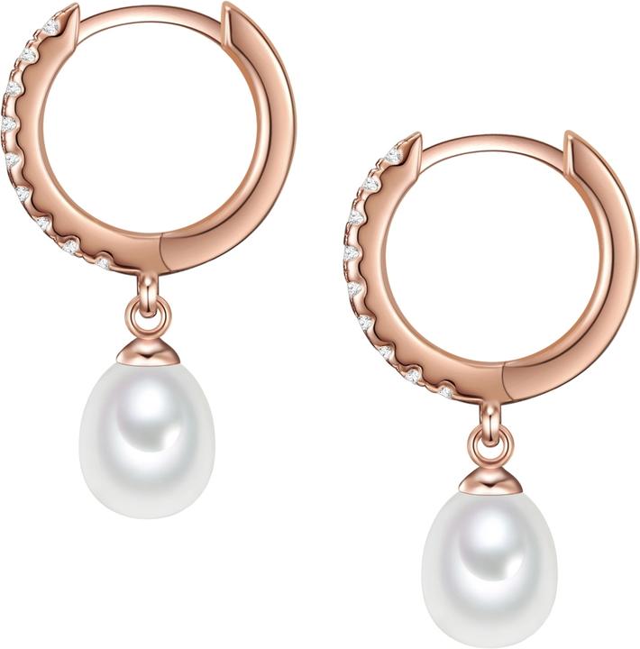 Produktbild Valero Pearls Damen Sterling Silber Zirkonia Süsswasser-Zuchtperle roségold - 11878 (Sterling Silber)