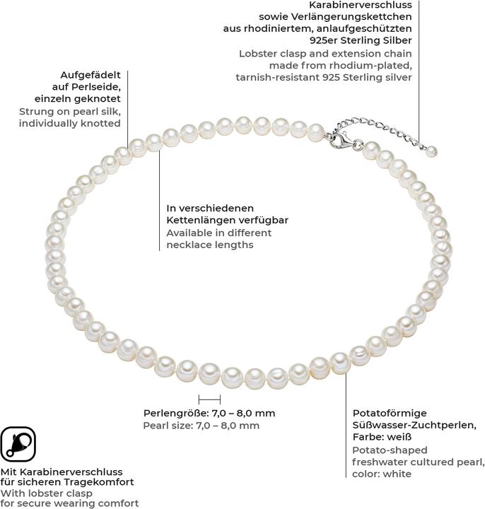 Immagine prodotto Valero Pearls Donna in argento sterling con perle d'acqua dolce coltivate - 2236 (Argento)