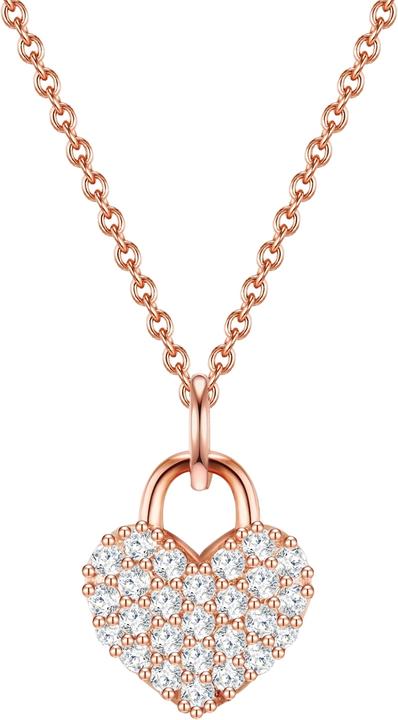 Actual product image Glanzstücke München Ladies heart sterling silver cubic zirconia rose gold 40.0 cm base chain + 5.0 cm extender - 23786 (Sterling Silver, 40 - 45 cm)