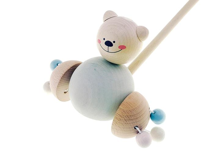 Produktbild Hess Schiebe-Bär Natur rose/bleu