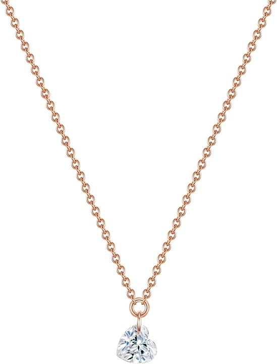 Immagine prodotto Glanzstücke München Cuore da donna in argento topazio rosa oro 40,0 cm di base + 5,0 cm di estensione - 15412 (Argento, 40 - 45 cm)