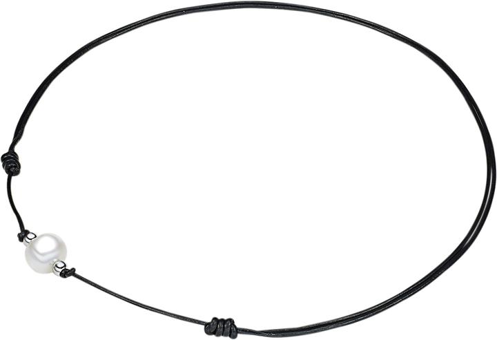 Image du produit Valero Pearls Femme cuir véritable Perle de culture d'eau douce noire 75,0 cm - 3056 (Cuir véritable, 75 cm)
