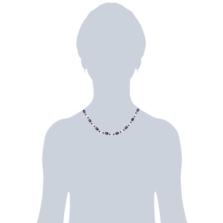 Immagine prodotto Valero Pearls Donna Argento Sterling Ametista Perla d'acqua dolce coltivata Argento 45,0 cm Catena base + 5,0 cm (Argento, 45 - 50 cm)