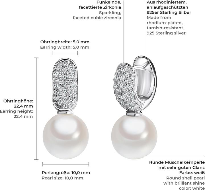 Actual product image Rafaela Donata Ladies Sterling Silver Cubic Zirconia Shell Core Pearl Silver - 3194 (Sterling Silver)