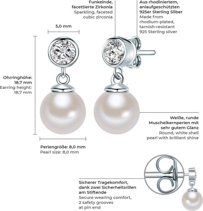 Produktbild Rafaela Donata Damen Sterling Silber Zirkonia Muschelkernperle silber - 3566 (Sterling Silber)