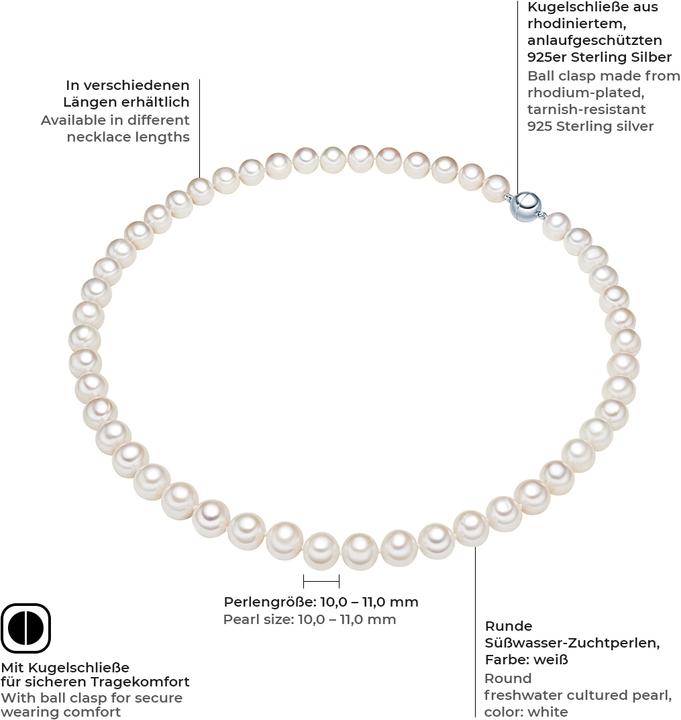 Actual product image Valero Pearls Ladies Sterling Silver Freshwater Cultured Pearl Silver - 3830 (Sterling Silver, 60 cm)