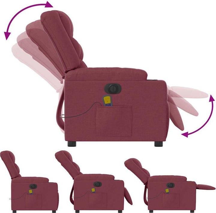 Produktbild VidaXL Massagesessel Elektrisch Weinrot Stoff