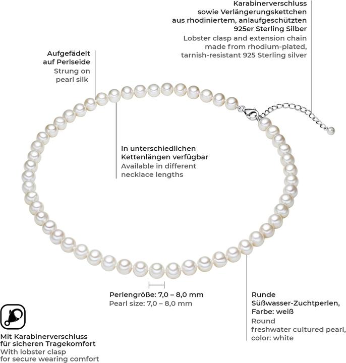 Actual product image Valero Pearls Ladies Sterling Silver Freshwater Cultured Pearl Silver - 3866 (925 silver, Perle, 42 cm)