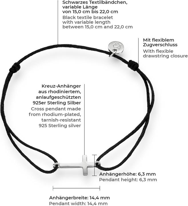 Produktbild Glanzstücke München Damen Kreuz Sterling Silber silber 15,0 - 22,0 cm, flexibel einstellbar - 6118 (22 cm, Sterling Silber)