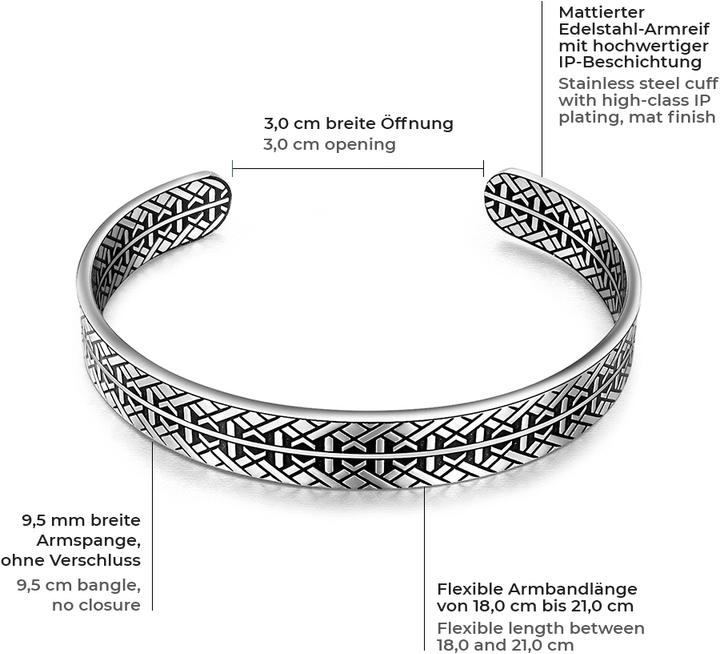 Actual product image True Rebels Men's stainless steel silver/black 18.0 cm - 21.0 cm - 5528 (21 cm, Stainless steel)
