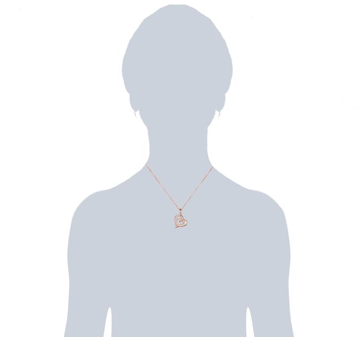 Immagine prodotto Rafaela Donata Catena da donna con cuore in argento sterling e zirconi in oro rosa con base di 42,0 cm e prolunga (Argento, 42 - 49 cm)
