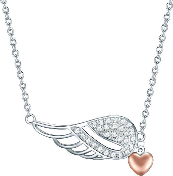 Produktbild Rafaela Donata Damen Herz/Flügel Sterling Silber Zirkonia silber/roségold 42,0 cm Basiskette + 7,0 cm Verlängerung (Sterling Silber, 42 - 49 cm)