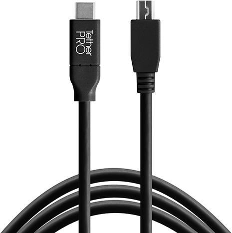 Actual product image Tether Tools TetherPro, USB-C/Mini-B 2.0 Kabel, 4.6 m USB-C / 2.0 Mini-B, 4.6 m, Schwarz (4.60 m, USB 2.0)