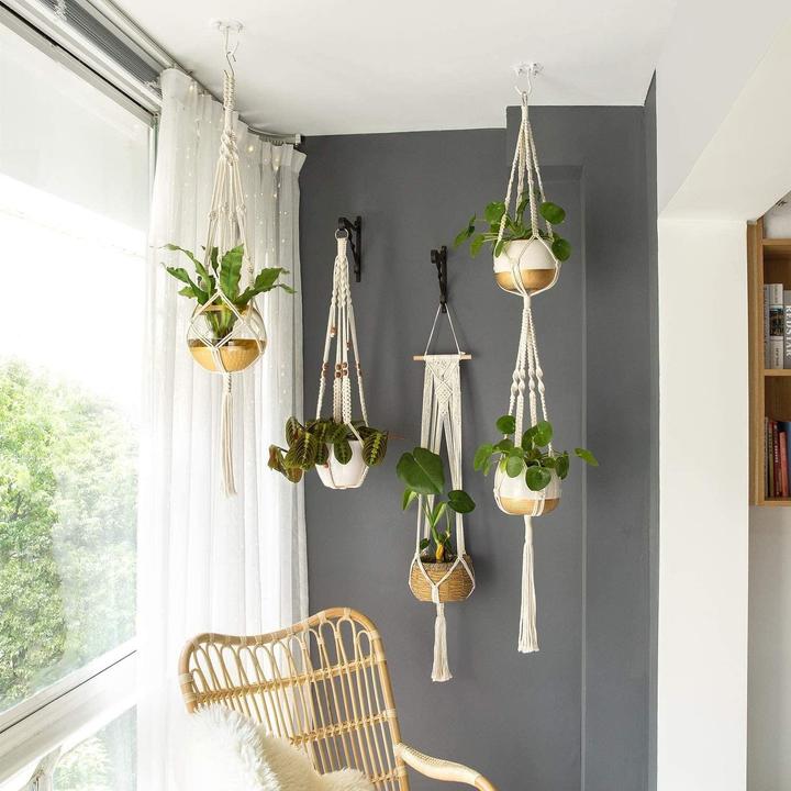 Produktbild Esmée Makramee Pflanzenaufhänger Dekoration Geknüpftes Boho Accessoire 4er Set (28.50 cm)
