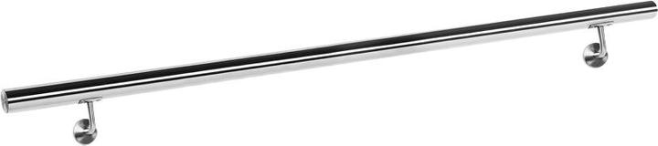 Wiltec Handlaufset Wandhalter Handlauf 120cm Halter Treppe Haltegriff Edelstahl V2A (Edelstahl)