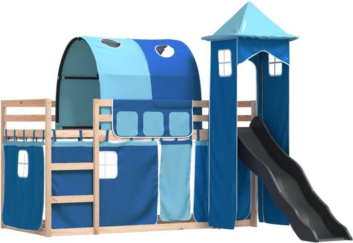 Actual product image VidaXL Bunk bed with slide and curtains (90 x 200 cm)