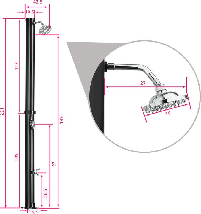 Actual product image tectake Solar shower Tinto 20l