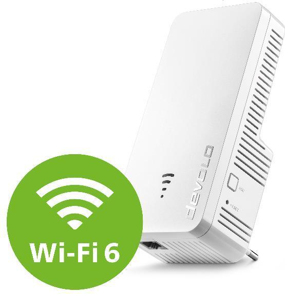 Immagine prodotto Devolo WiFi 6 Repeater 3000, ripetitore WiFi - fino a 3.000 Mbit/s, WiFi Mesh 6, amplificatore WLAN, 1x Gi