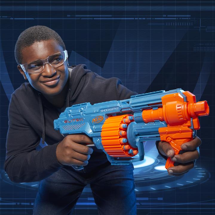 Actual product image Nerf Elite 2.0 Shockwave RD-15 Blaster, 30 Darts, 15-dart rotating drum, rapid fire, with E