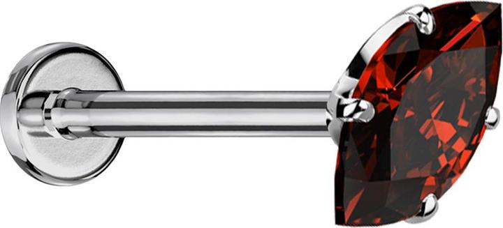 Image du produit Star Piercing Micro Threadless Labret silber mit Oval Kristall rot gefasst (sans laiton, Titane G23)