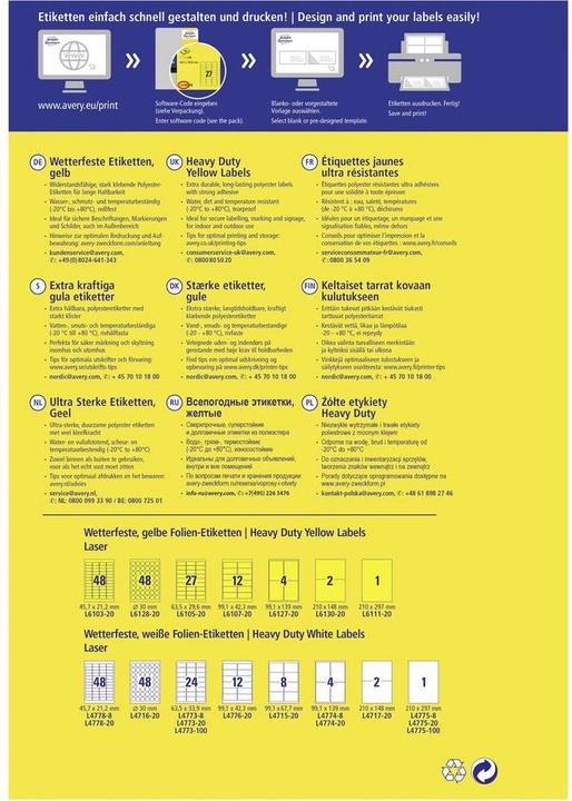 Actual product image Avery Weatherproof labels