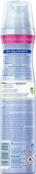 Nutritional values and ingredients NIVEA Ultra Strong Styling (250 ml)