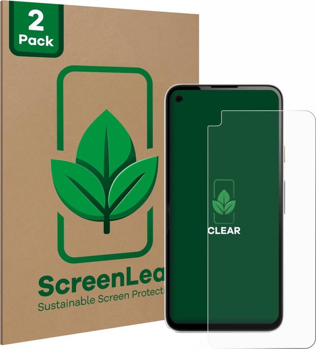 Produktbild ScreenLeaf Schutzfolie nachhaltiger Displayschutz Displayschutzfolie Folie Klar Transparent (2 Stück, Google Pixel 4a)