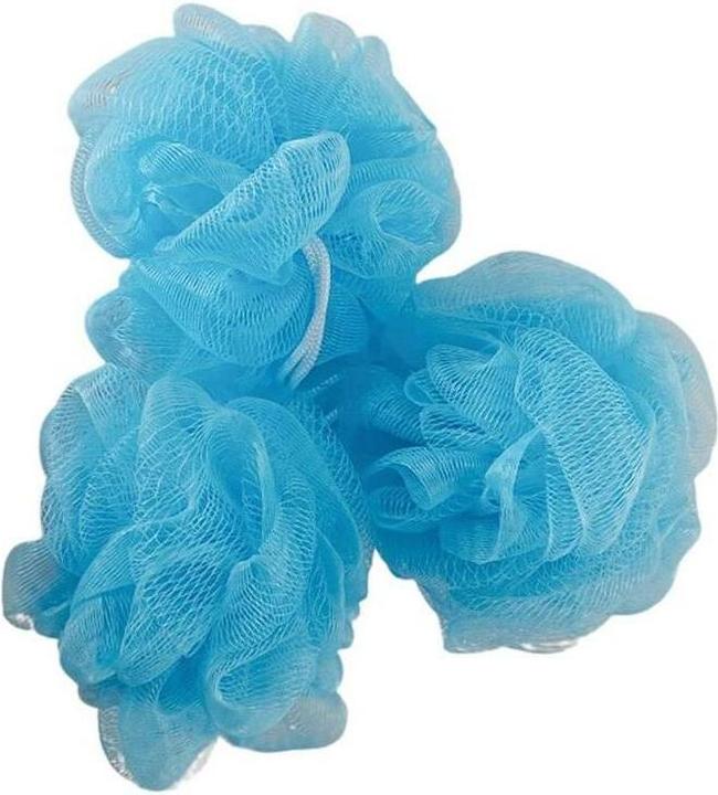 MSV Éponge de douche 3 pièces, 10 x 10 cm, bleu clair