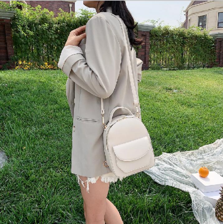 Image du produit Only-Bags.Store Mini sac à dos à 3 compartiments en cuir vegan, mini sac à dos beige, sac en cuir vegan