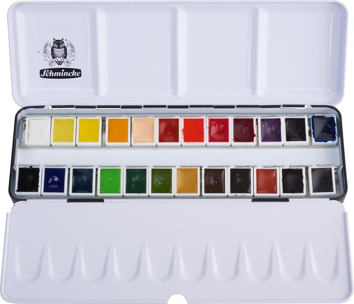 Actual product image Schmincke AKADEMIE watercolour box with 24 whole pans (Multinational)