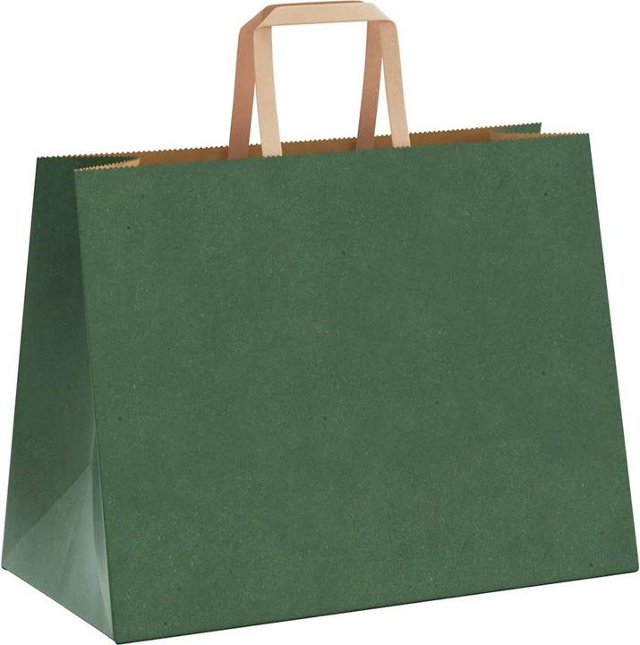 Immagine prodotto VidaXL Sacchetti di carta kraft 250 pezzi con maniglia verde 32x17x25 cm (Borsa da regalo, 250 x)