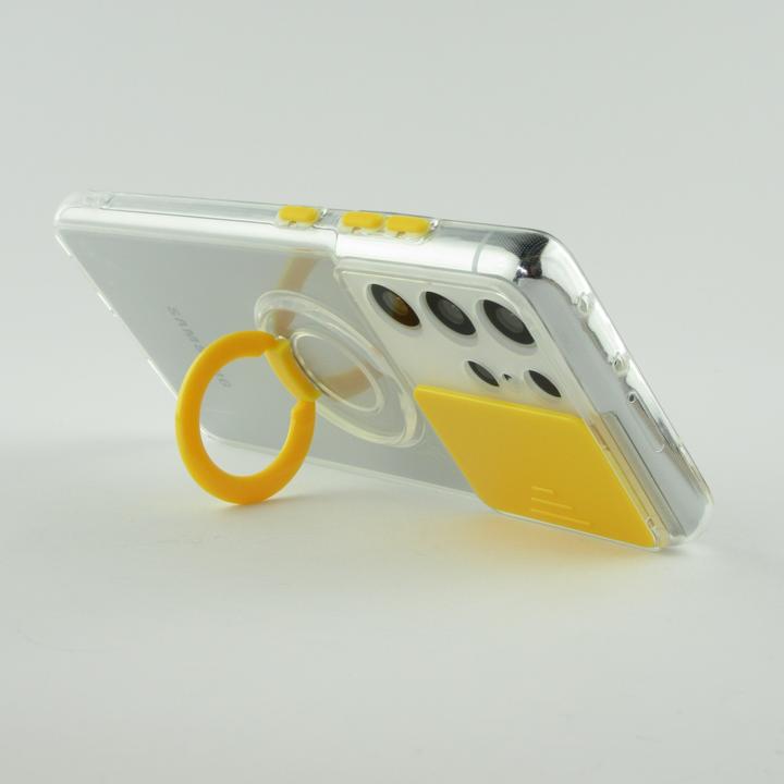Actual product image PhoneLook Coque Caméra clapet avec anneau jaune (Samsung Galaxy S22 Ultra)