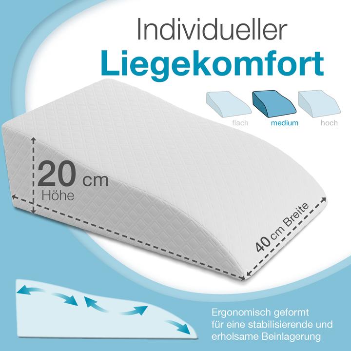 Produktbild Bestschlaf Venenkissen Beinhochlagerungskissen aus Memory Foam, Beinkissen zur Entlastung, Lagerungskissen mit (20 x 65 x 40 cm)
