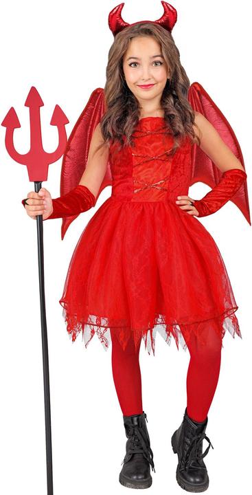 Immagine prodotto Widmann Vestito costume da diavolo per bambini, coda, corna, guanti senza dita (158)
