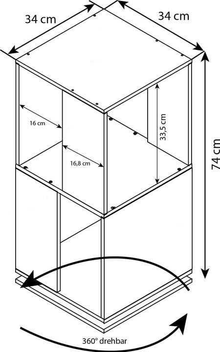 Image du produit VCM Étagère en bois pivotante Stifta L (34 x 34 x 74 cm)