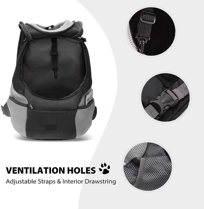 Produktbild Petcute Rucksack für Haustiere (M, bis 2.7kg, Schwarz) (Katze, Reflektoren, Komplett zu öffnen, Waschmaschinenfest)