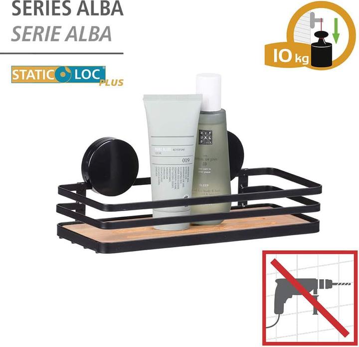 Actual product image Wenko Static-Loc® Alba shower basket steel, bamboo
