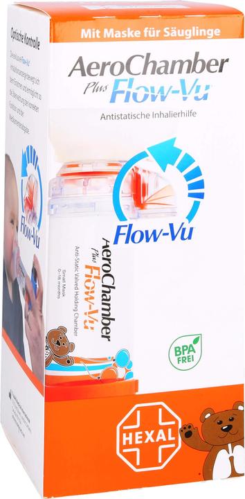 Actual product image Sandoz AeroChamber plus Flow-Vu with mask for babies, 1 pc. Inhalation aid