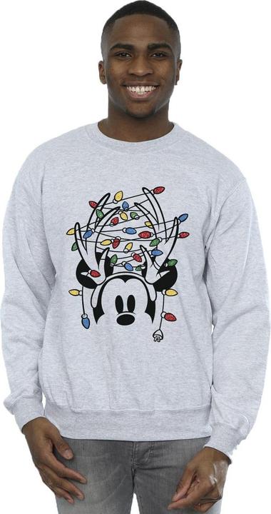 Actual product image Disney Mens Mickey Mouse Christmas Head Lights Sweatshirt (XL)