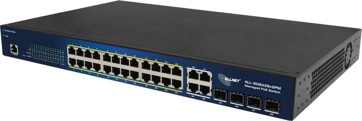 Actual product image Allnet switch smart managed layer2 24 port? poe budget 370w? 24x poe at? 4x sfp? 19"? all-sg84 (24 Ports)