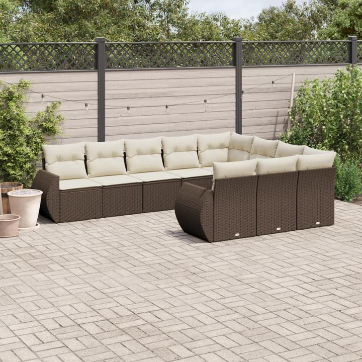 Image du produit VidaXL Meuble de jardin Canapé Ensemble de jardin Ensemble de jardin 10 pièces Marron