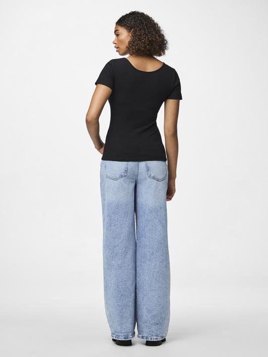 Actual product image Pieces Ribbed design top with short sleeves (M)