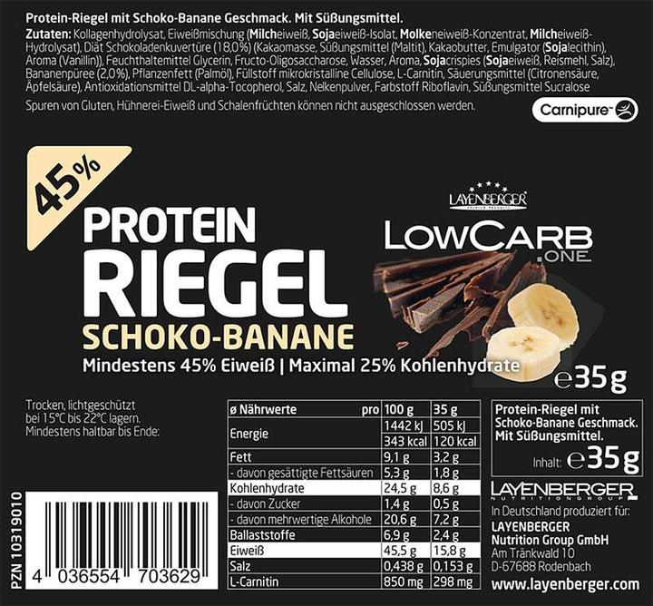 Produktbild Layenberger High Proteinriegel (Banane, Schokolade, 18 Stk., 630 g)