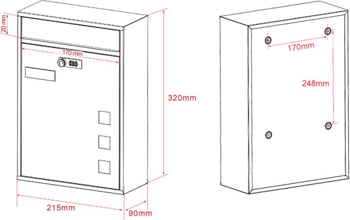 Actual product image Wiltec Wall Mailbox Code Lock Letterbox Postbox Pillar Letter Mail Post Box