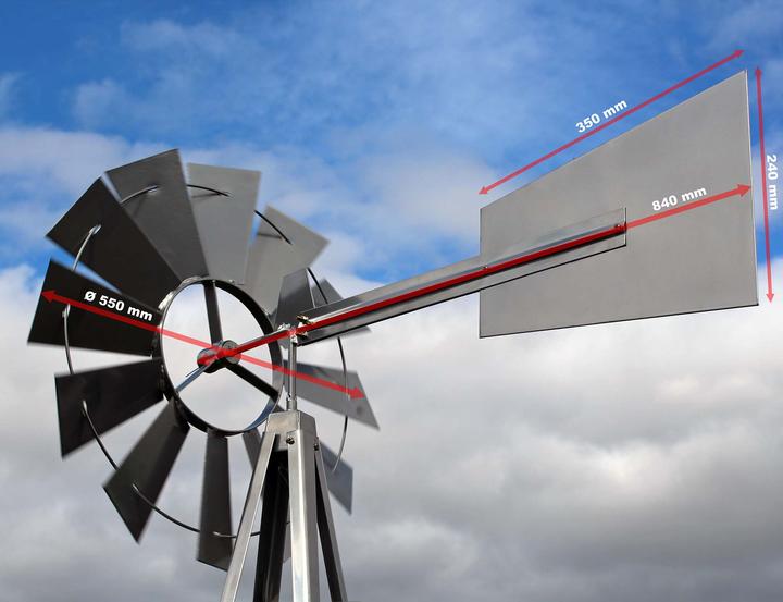 Image du produit Wiltec XPOtool roue à vent avec 245cm de hauteur moulin à vent carillon décoration de jardin treillis