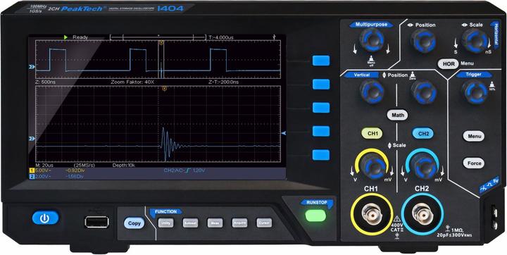 Produktbild Peaktech P 1404 Digital Speicher Oszilloskop (CAT II 400V)